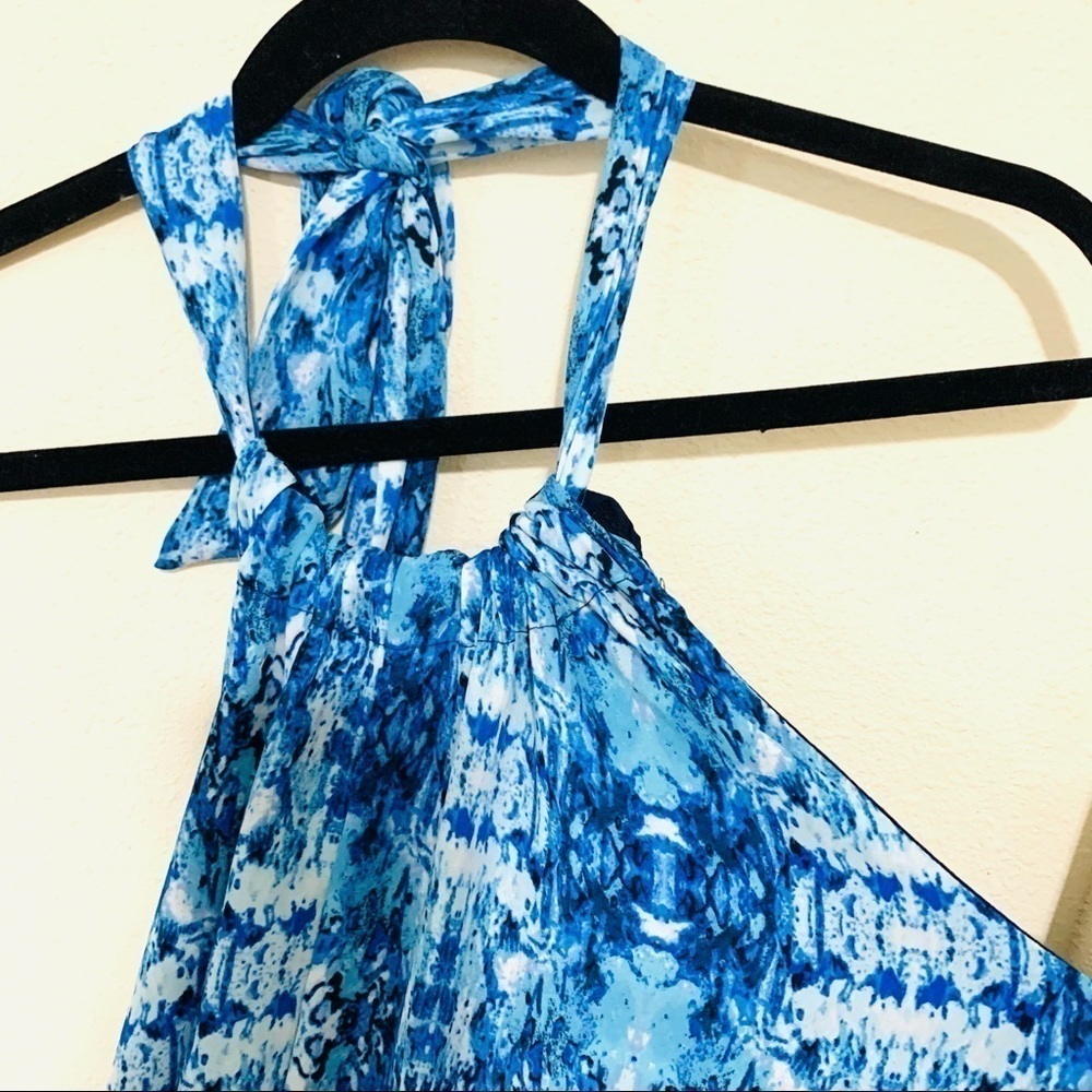 LULU’S Baja Moment Blue open back Halter Maxi Dress Boho beach Tropical size XS - Picture 5 of 10